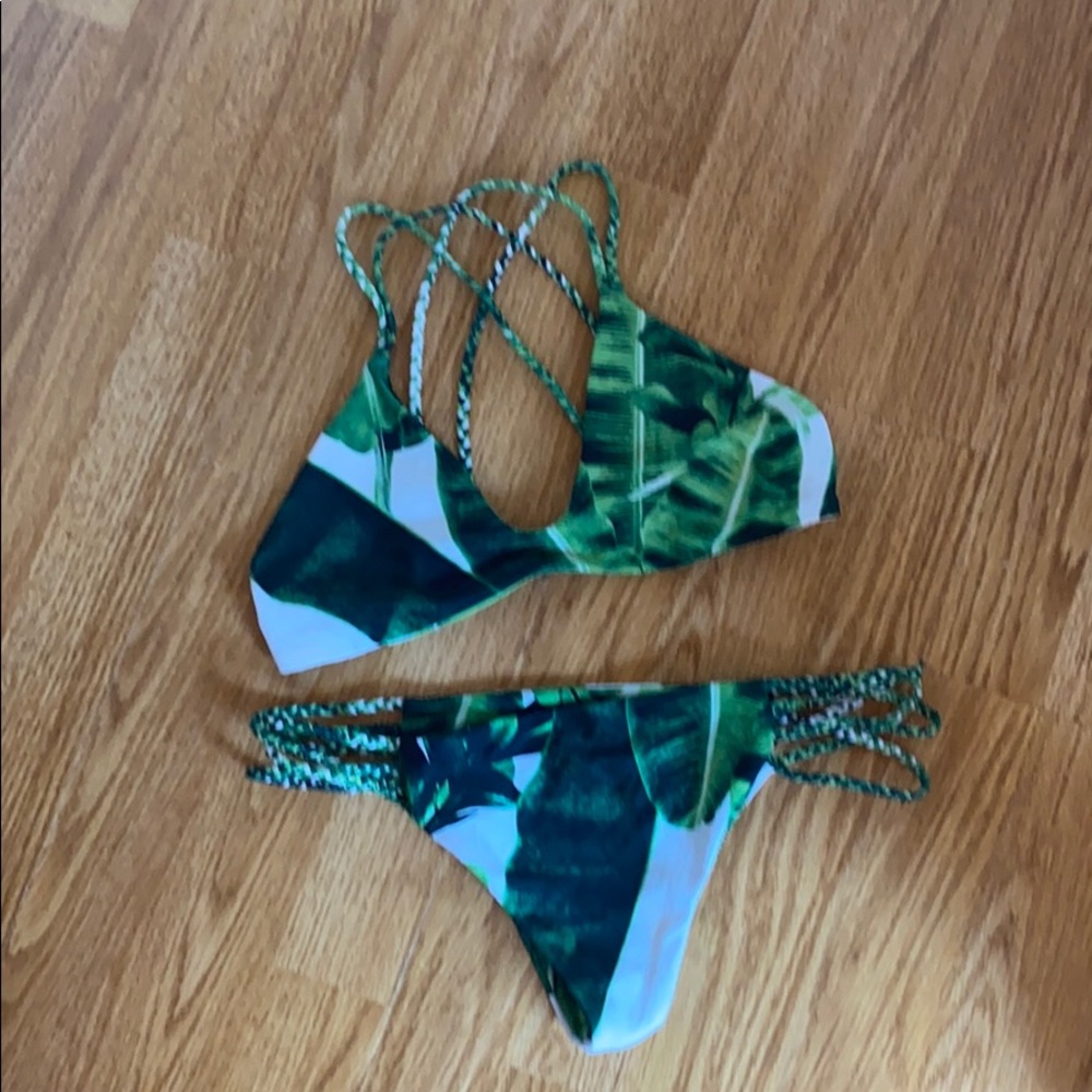Stone Fox Swim Green Leaf Bikini
